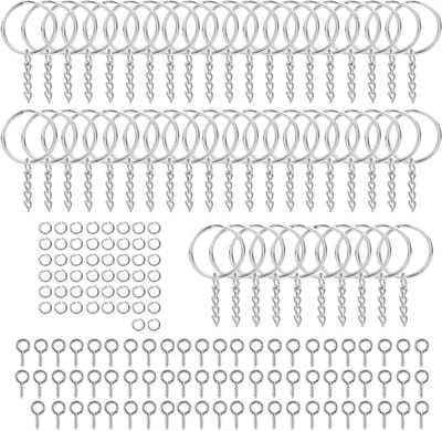 Complete Set van 150 Stuks Sleutelhanger Maakset met Sieraden Jump Ringen, Metalen Splitringen en Hoepels voor Creatieve DIY Projecten