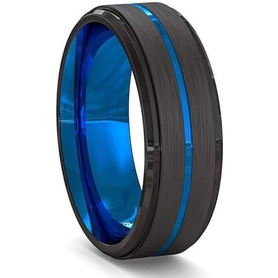 Mode 8mm Heren RVS Ringen Goudkleur Regenboog Groef Afgeschuinde Rand Trouw Verlovingsring Voor Mannen Jubileum Sieraden 10