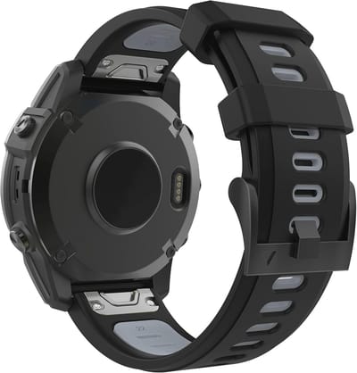 22mm Zachte Silicone Horlogeband voor Garmin Fenix en Forerunner - Sportieve Vervangband in Zwart/Grauw