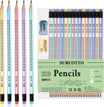 HB Potloden - Schrijfpennen - School Schrijven - Driehoekige Vorm - 30 Stuks - Gekleurd