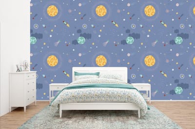 Behang - Fotobehang Patroon - Jongens - Kinderen - Ruimte - Breedte 400 cm x hoogte 240 cm