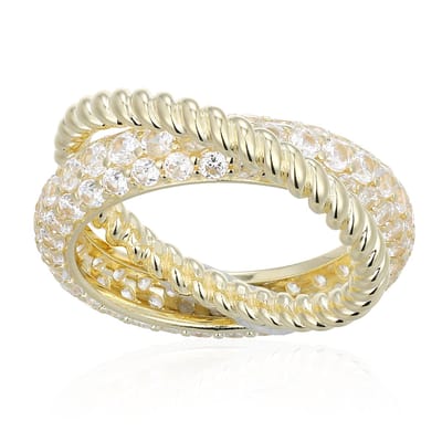 Cavill - Zilveren ring - 925 Sterling Zilver Verguld - Draaibare Pavé Zirkonia Ring met 96 fonkelende ronde Zirkonia's - Luxe Dames Ring