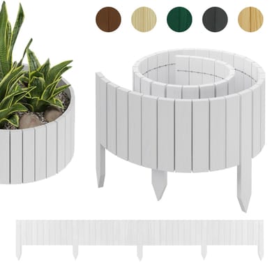 be4nature Flexibele tuinborder 200 x 20 cm Alpinwit Geïmpregneerde dennenhouten omheining Decoratieve rollborder voor gazon