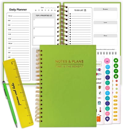 Dagelijkse Planner - Notitieboek Organizer - Productiviteit Verhogend - Uurschema Gewoontetracker - 175 x 245 cm - Donkergroen