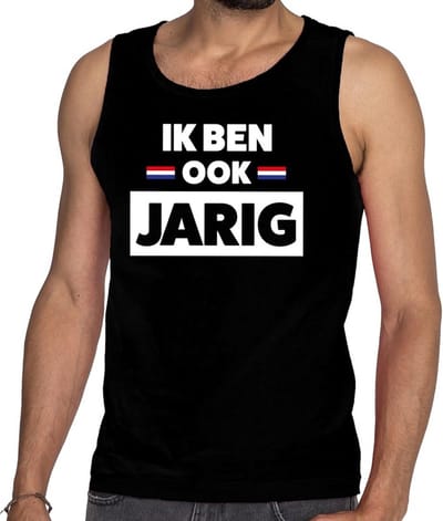 Zwart Ik ben ook jarig tanktop / mouwloos shirt - Singlet voor heren - Koningsdag kleding S