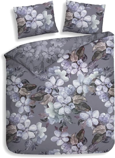 Heckettlane Dekbedovertrek Dragan - Bedlinnen met Bloemen print - 240x200-220 cm - Lits-Jumeaux - Paars - Dekbedovertrek van 100% Katoen-Twill