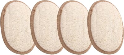 Exfoliërende loofah spons voor een milde huidverzorging, biologisch afbreekbaar en milieuvriendelijk, 4 stuks