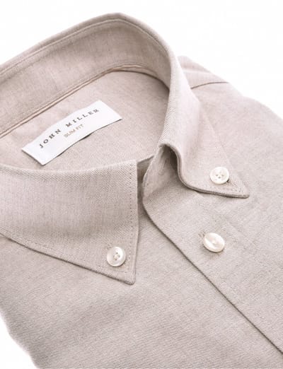 katoenen overhemd John Miller normale fit beige