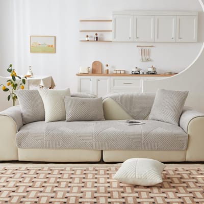 Kristal Fluweel Sofa Hoes Huisdier Hond Kind Mat Fauteuil Meubelbeschermer Antislip Moderne Bankhoezen Slipcovers voor Woonkamer 30x50cmx1 pillowcase gray