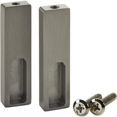 SOTECH 1 paar zijsteunen NANO (onderbouwmontage, 75 x 20 x 10 mm massief aluminium, titaniumoptiek) Garderobedrager voor design garderobekokers