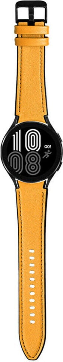 Strap-it Leren hybrid bandje perfect fit - geschikt voor Samsung Galaxy Watch 7 (40 & 44mm) / Galaxy Watch 6 (Classic) / Galaxy Watch 5 / Galaxy Watch 5 Pro / Galaxy Watch 4 / Galaxy Watch 4 Classic / Watch FE - geel