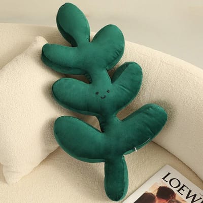 Nordische Stijl Groen Levenssecht Blad Pluche Kussen Lachend Gezicht Bananenbladeren Hartvorm Dutje Slaapkussen Bank Decoratie Cadeau