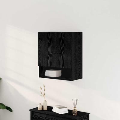 Wandkast 60x30x70 cm houtmateriaal zwart eiken look met 2 planken voor moderne inrichting