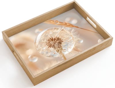 Dienblad hout 40x30 cm - Schootdienblad - Paardenbloem - Water - Natuur - Stilleven - Modern - Borrelplank rechthoek - Plateau dienbladen