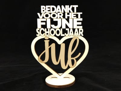 Tekstbordje op Voetje - Bedankt voor het fijne schooljaar JUF