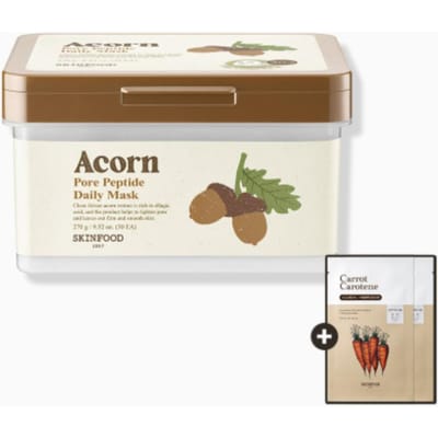 Skinfood Masque Raffermissant Quotidien aux Pores à l'Acorn 30 pièces 270g (Masque Acorn) [Comprend 2 Masques Carotte] brown