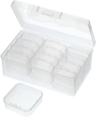 Nail Charm Organizer - 7x4.3x2.8 Inch - Craft Organizers - Storage Box Grids - Clear Plastic Bead Organizer - Art Crafts Jewelry Fishing Tools - Transparent