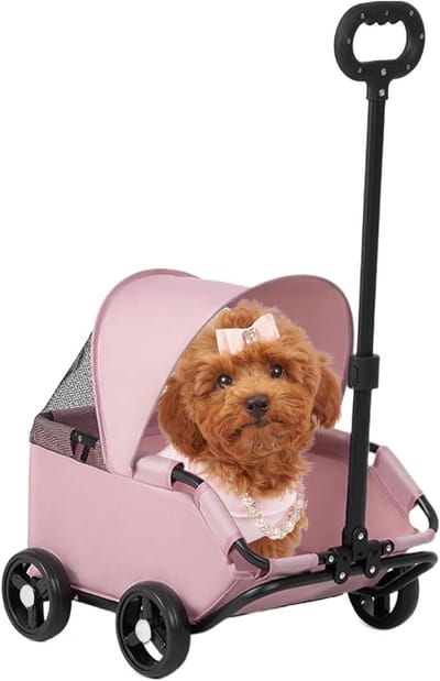 Huisdierwagen - Dierenbuggy - Comfortabel Vervoer - Geventileerd Mesh - 54 x 36 x 26 cm - Roze