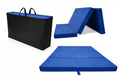 Slaapmat 2 Persoons 200 x 120 x 10 cm – Opvouwbaar Campingmatras met Draagtas – Dikke Ligmat voor Camping, Tent en Logeren, blauw