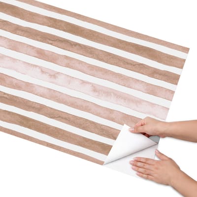 Coloray Meubel Wrap Folie - Beige Meubelfolie - 65x130 cm - Meubelfolie Zelfklevend Beige strepen - Wrapfolie Keuken - Minimalist Meubelfolie - Decoratiefolie - Tafeldecoratie - Achtergronden en patronen