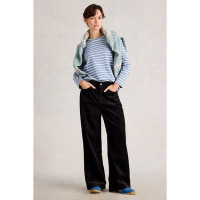 White Stuff Ayla Cord Wide Leg Trouser Pure Black Taglia: 8 REGULAR | Pantaloni da completo Outlet | Donna | Nero