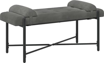 vidaXL - Knopgestoffeerde - Bank - met - Kussens - Donkergrijs - 110 - x - 40 - x - 46 - cm