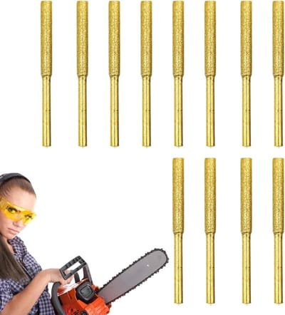 Kettingzaag Slijpstenen - Slijpwielen Set - Gereedschap Onderhoud - Titanium Gecoat - 12 Stuks - Grijs