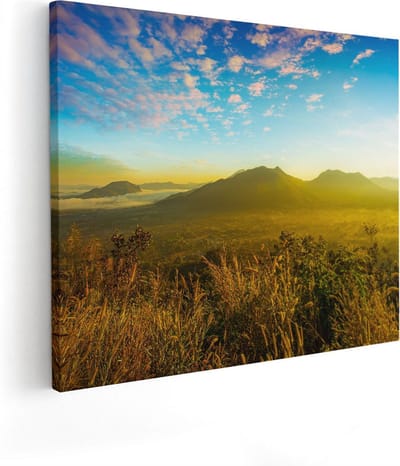 Artaza Canvas Schilderij Zonsondergang - 50x40 cm - Wanddecoratie Bergen - Muurdecoratie Landschap - Schilderijen Op Canvas Natuur