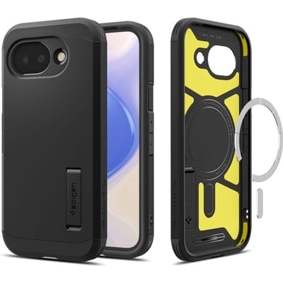 Spigen Tough Armor Hoesje Geschikt voor Google Pixel 10a | Compatibel met MagFit / Qi2 | Back Cover Militaire Standaard | Kickstand | Zwart