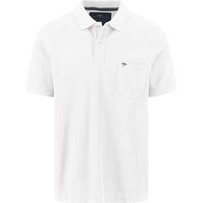 Fynch-Hatton Polo Uni Color Premium Cotton Rounded Chest Pocket Wit / male