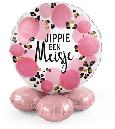 Jippie een meisje - Luipaard - Ballonnen set met standaard - Everloon