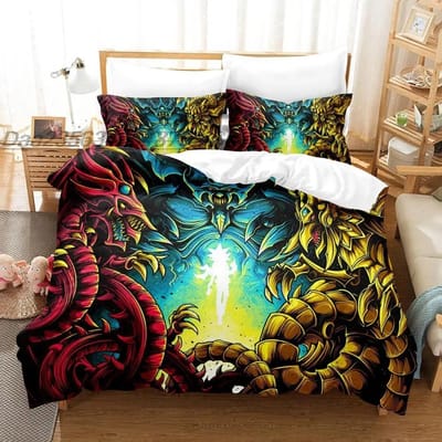 Yu Gi Oh Beddengoed Set Enkel Twin Volledig Queen King Size Bed Set Aldult Jongens Slaapkamer Dekbedovertrek Sets 3D Print Anime Kawaii AU King(245x210cm)