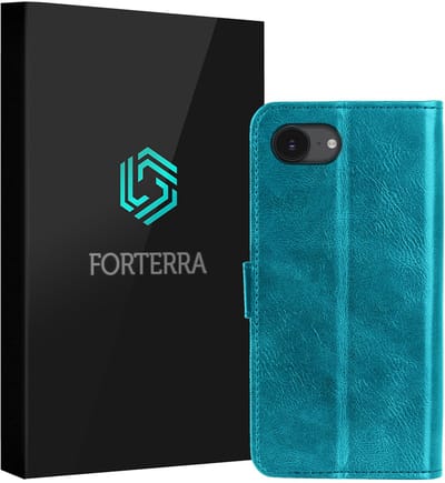 Hoesje Geschikt voor Apple iPhone 16e - Luxe Bookcase - Walletcase Hoes - Portemonnee - Cover - Turquoise