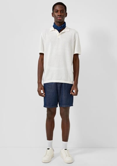 Jeans Shorts met Elastische Taille en Koord QS