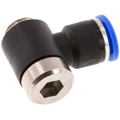 10mm x G1/4'' 90 graden L-vorm Messing/PA 66 Insteekfitting Buitendraad Binnenzeskant Draaibaar NBR