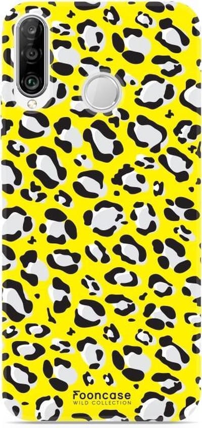 Fooncase Hoesje Geschikt voor Huawei P30 Lite - Shockproof Case - Back Cover / Soft Case - Luipaard / Leopard print / Geel