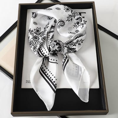 Luxe Zijden Vierkante Geruite Sjaal Dames Satijnen Nek Haarband Zacht Werk Neckerchief Hijab Hoofd Vrouwelijke Foulard gray