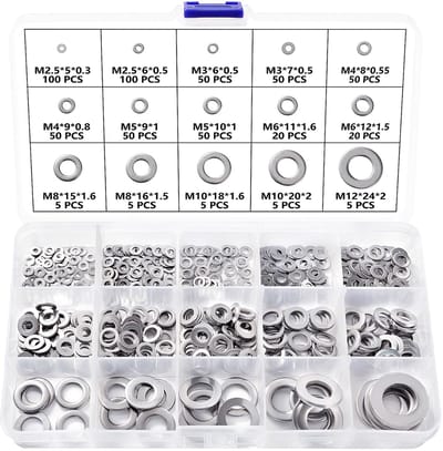 565 Stuks M2 M2.5 M3 M4 M5 M6 M8 M10 M12 RVS Platte Ringen Set, Assortiment Metalen Ringen, voor Huisdecoratie Fabrieken Reparatie Bouw