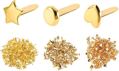 300 stuks Decoratieve Mini Brads in Ster, Hart en Ronde Vorm voor Scrapbooking en Knutselen