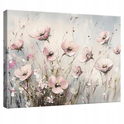 WALLARENA - Canvas schilderij - 100x70 cm - abstracte bloemen voor slaapkamer, woonkamer, keuken