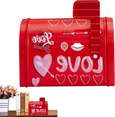 Blikken brievenbus - Kaartendoos snoepdoos - Romantische gelegenheden - Liefdesbrief display - 13.5 cm - Rood