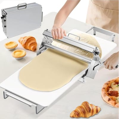 Opvouwbare Deegroller - Roestvrij Staal Roller - Bakken Thuis - Verstelbare Dikte - 90x40cm - Zilver