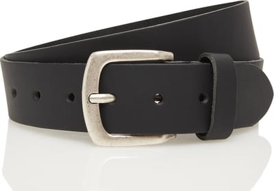 Timbelt 4 cm zwarte jeansriem - 100% leder - zwart - Maat 85 - Totale lengte riem 100 cm