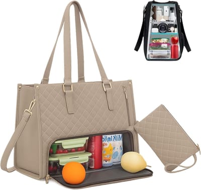 Elegante 2-in-1 Laptoptas en Geïsoleerde Lunchtas voor 15.6 Inch Laptop, Ideaal voor Werk, Universiteit en Reizen