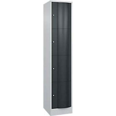 C+P Resisto lockerkast, 1 vak, 4 vakken, B 396 x D 540 x H 1950 mm, lichtgrijs/antracietgrijs