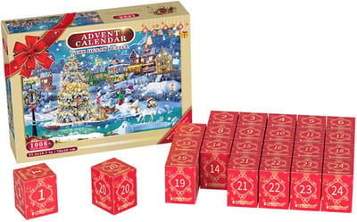 Eszenzics™ Unieke Kerstpuzzel - 1008 stukjes - Advent puzzel - 24 mini deel puzzels - Perfecte pasvorm - Cadeau Kerst - Aftellen - 24 december