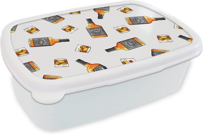 Broodtrommel Wit - Lunchbox - Brooddoos - Whiskey - Glas - Design - 18x12x6 cm - Volwassenen
