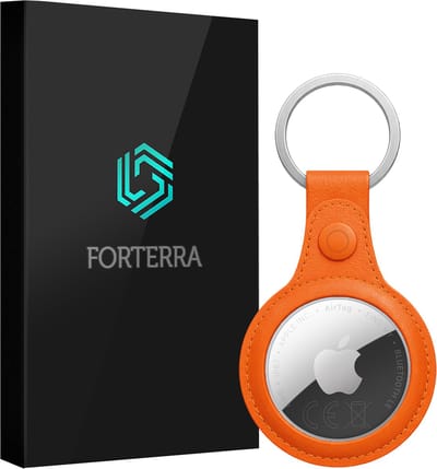 Forterra Sleutelhanger - Geschikt voor Apple AirTag 2 - Houder - PU-leer Hoesje - Oranje