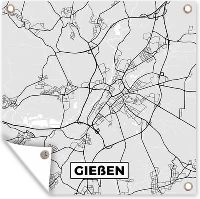 Tuin poster Plattegrond - Gieẞen - Duitsland - Kaart - Stadskaart - 200x200 cm - Tuindoek