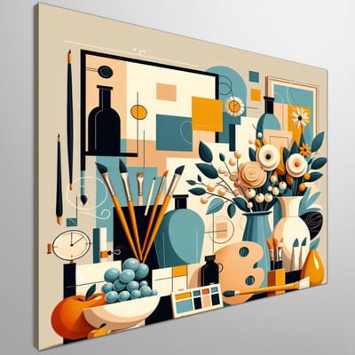 Modern stilleven schilderij | Hedendaagse interpretatie van traditioneel stilleven in moderne artistieke vorm | Kunst - 20x20 centimeter op Canvas | Foto op Canvas